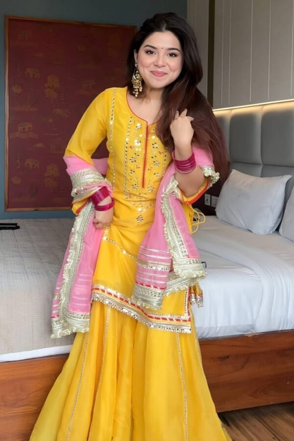 Neha Bhandari Sunshine Yellow Sharara Set