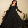 Black Georgette Lucknowi Work Anarkali Suit Set