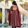 Traditional Ajrakh Print Maroon Cotton Anarkali Suit