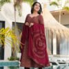Traditional Ajrakh Print Maroon Cotton Anarkali Suit