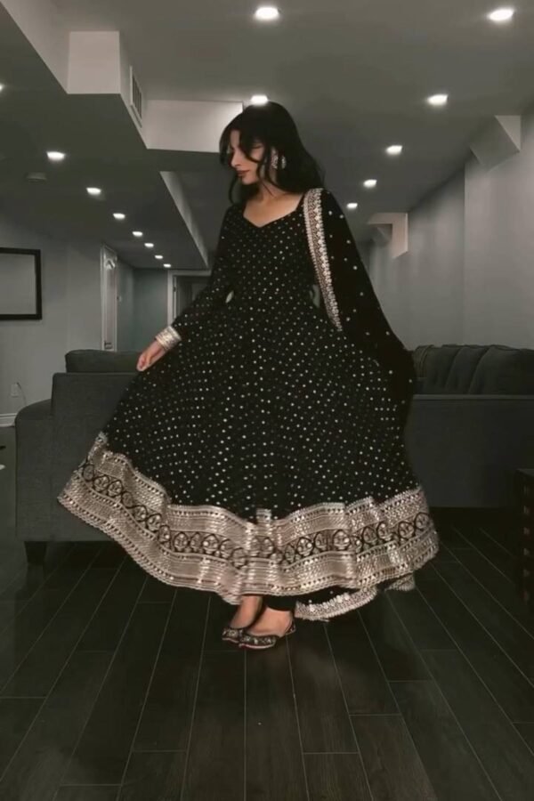 Black Sequins Work Suratikart Anarkali Suit Set