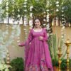 Magenta Crushed Silk Anarkali Suit Set