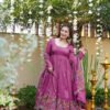 Magenta Crushed Silk Anarkali Suit Set