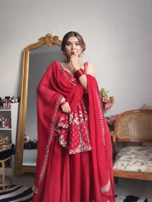 Gulal Georgette Sharara Set with Heavy Sequins & Zari Embroidery