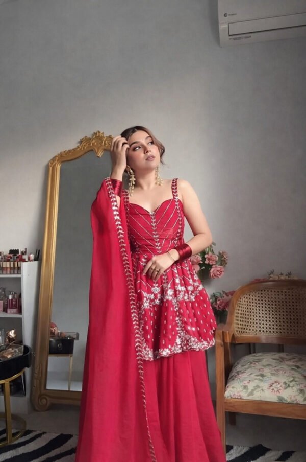 Gulal Georgette Sharara Set with Heavy Sequins & Zari Embroidery