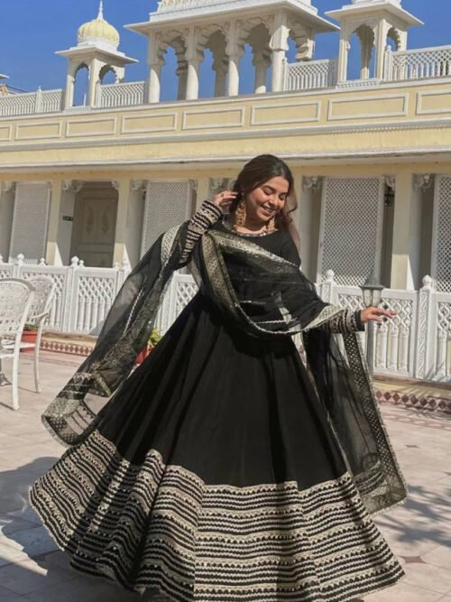 Black Noor Anarkali Gown Suit Set