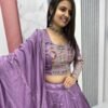 Mauve Embroidered Vichitra Silk Lehenga Choli