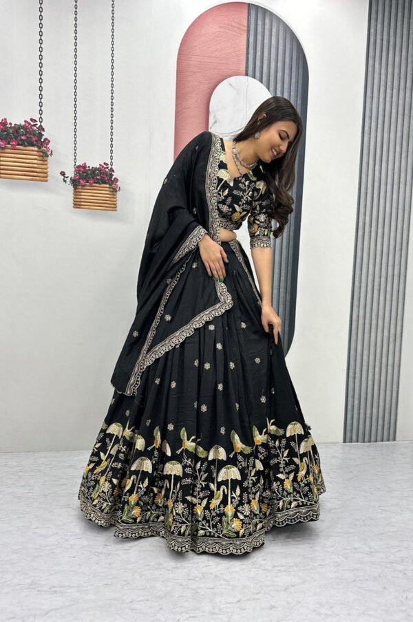 Black Color Thread Work Lehenga Choli