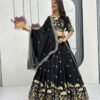 Black Color Thread Work Lehenga Choli