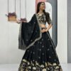 Black Color Thread Work Lehenga Choli