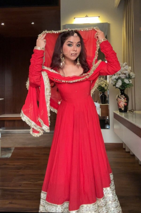 Red Color Wedding Wear Anarkali Suit Set