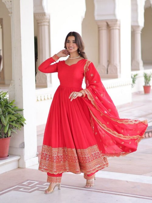 Wedding Special Red Anarkali Gown Set