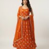 Elegant Orange Fandy Silk Anarkali Set