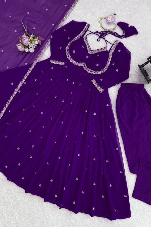 Purple Color Apsara Suit Set with Sequence Work