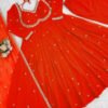 Orange Color Apsara Suit Set with Sequence Work