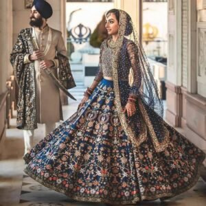 Midnight Blue Royal Silk Lehenga Set