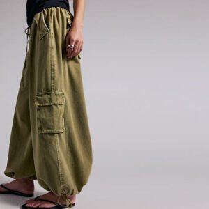 Olive Green Cargo Wide Leg Pants