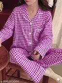 Cute Checkered Night Suit Set
